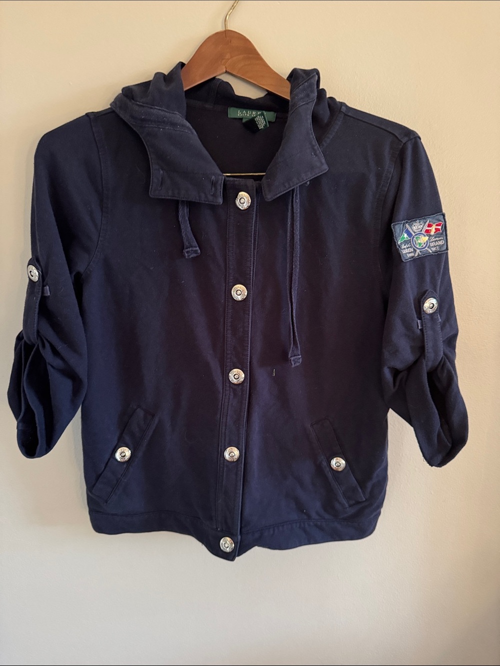 Ralph Lauren Navy Hooded Button-Front Utility Jacket